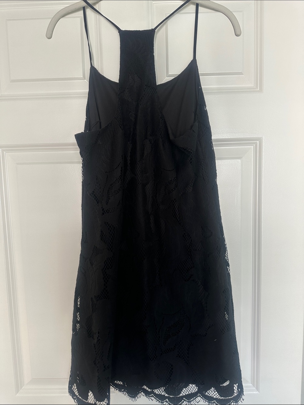 1. State Black Lace Mini Slip Dress with Scalloped Hem - Picture 4 of 5